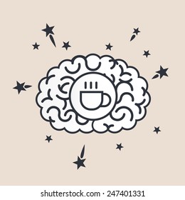 Brain concept illustration: coffee