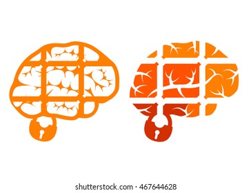 Brain concept illustration: locked brain