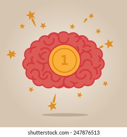 Brain concept illustration: medal winner