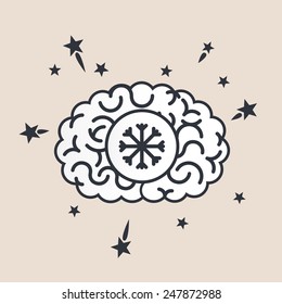 Brain concept illustration: snow