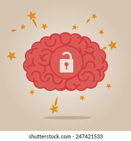 Brain concept illustration: unlocked brain