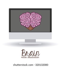 Brain concept over white and flat background design, vector illustration eps 10