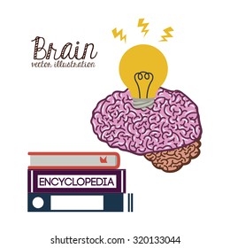 Brain concept over white and flat background design, vector illustration eps 10