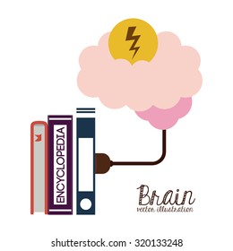 Brain concept over white and flat background design, vector illustration eps 10