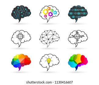 Set Modern Brain Link Connected Point Stock Vector (Royalty Free ...