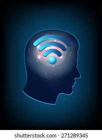brain concept with wifi sign
