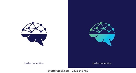 Logotipo da Brain Connect. Cérebro e pontos de conexão com estilo moderno. Brain Tech Logo, Ícone, Símbolo, Vetor, Design Inspiration.