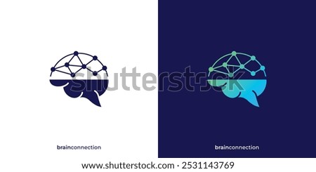 Brain Connect Logo. Brain and Connection Dots with Modern Style. Brain Tech Logo, Icon, Symbol, Vector, Design Inspiration.