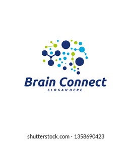 Brain Connect logo designs concept vector, Brain Tech logo template, Robotic Brain logo