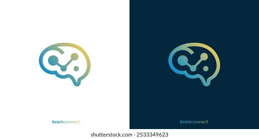 Brain Connect Logo. Intelligence Brain Tech Logo, Icon, Symbols, Vector, Design Inspiration.