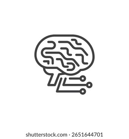 Cérebro com linha conectada ícone. Ícone de vetor de contorno de rede neural simples. Este símbolo de tecnologia é um ícone de conceito de IA minimalista. Símbolo de vetor de design de traçado limpo.