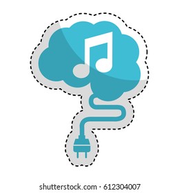 brain connected with music note