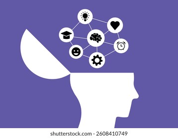 Brain connecting every thing, mental emotional connection illustration