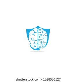 Brain connection logo design. digital brain logo template.