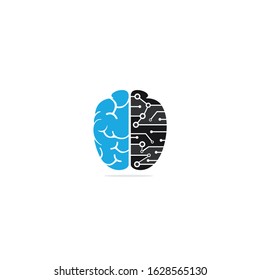 Brain connection logo design. digital brain logo template.