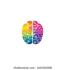 Brain connection logo design. digital brain logo template.