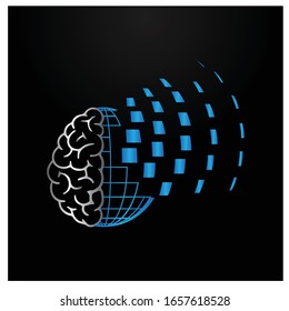 brain connection logo design. digital brain logo template