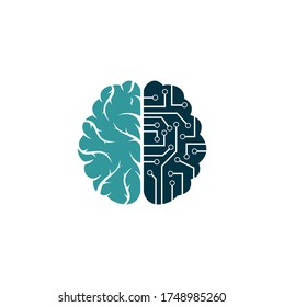 Brain connection logo design. digital brain logo template.