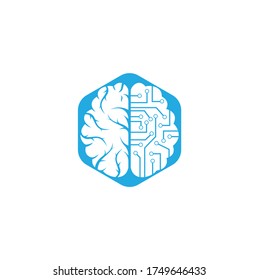Diseño del logotipo de conexión de cerebro. plantilla de logotipo de cerebro digital.