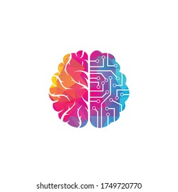 Brain connection logo design. digital brain logo template.	