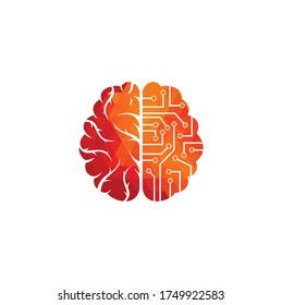 Brain connection logo design. digital brain logo template.