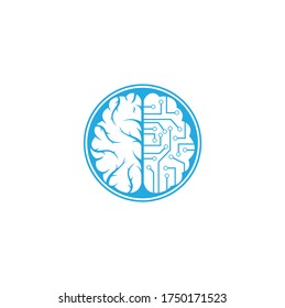Brain connection logo design. digital brain logo template.