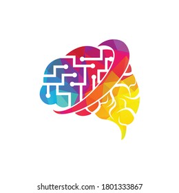 Brain connection logo design. digital brain logo template. Neurology Logo Think idea concept.