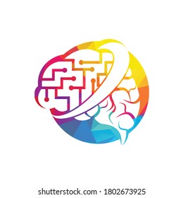 Diseño del logotipo de conexión de cerebro. plantilla de logotipo de cerebro digital. Concepto de idea de pensamiento con el logotipo de neurología.
