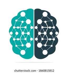 Brain connection logo design. digital brain logo template.