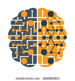 Diseño del logotipo de conexión de cerebro. plantilla de logotipo de cerebro digital.