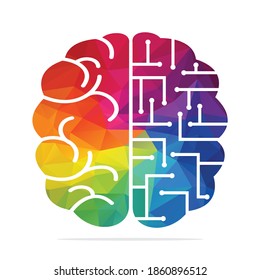 Brain connection logo design. digital brain logo template.