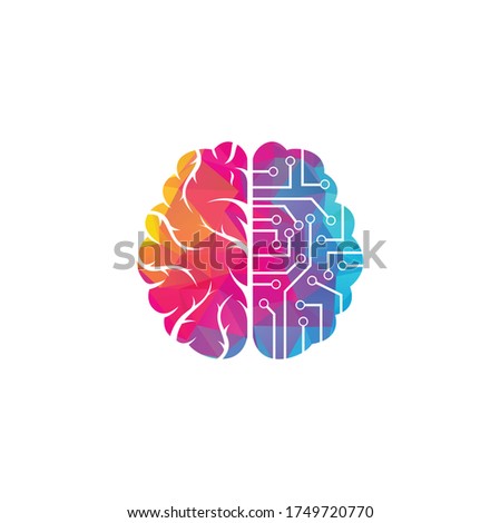 Brain connection logo design. digital brain logo template.	
