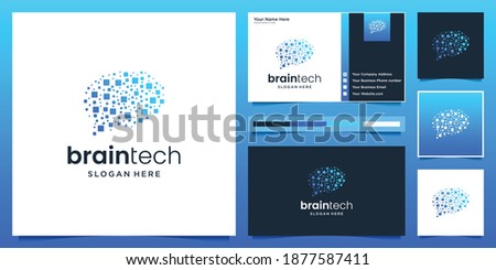 Brain connection logo design. digital brain tech logo an business card.