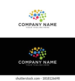 brain connection logo vector icon. digital brain. brain hub logo design.