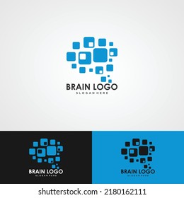 brain connection logo vector icon. digital brain. brain hub logo design.