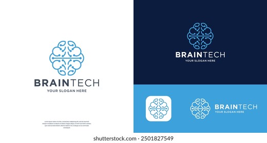 brain connection logo vector icon.digital brain,brainstorm logo design.