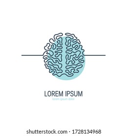 Brain continuous line icon. Template for psychotherapist, mental health clinics, neurologist. Vector illustration isolated on a white background.