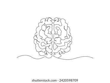 brain Continuous one line drawing. Human brain monoline design. Hand drawn minimalism style.
