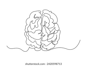 brain Continuous one line drawing. Human brain monoline design. Hand drawn minimalism style.
