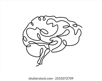 Brain continuous one line drawing	