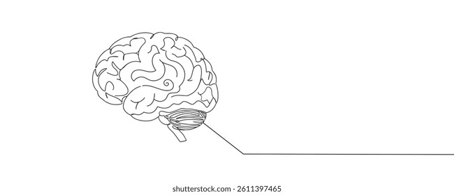 Brain continuous one line drawing. Human brain design in one line style. vector illustration.