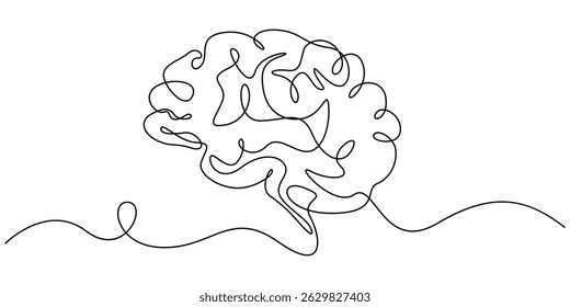 brain continuous one line drawing, Continuous one line drawing of human brain. Hand drawn minimalism style. brain line art vector illustration, Human brain continuous one line drawing. Hand drawn.