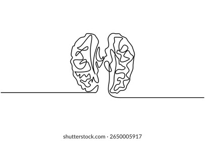 brain continuous one line drawing, Continuous one line drawing of human brain. Hand drawn minimalism style, idea and intelligence concept. Editable stroke.
