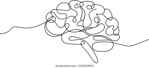 Brain continuous one line drawing. continuous line of a quote mark drawing. Vector illustration. Quote linear design