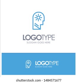 Brain, Control, Mind, Setting Blue Outline Logo Place for Tagline. Vector Icon Template background