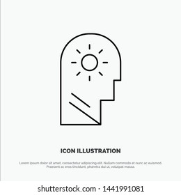 Brain, Control, Mind, Setting Line Icon Vector