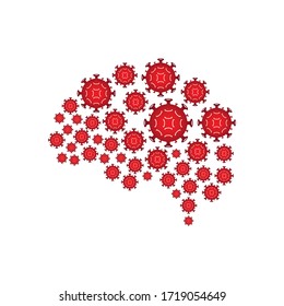 brain with corona virus shaped inside vector design illustration