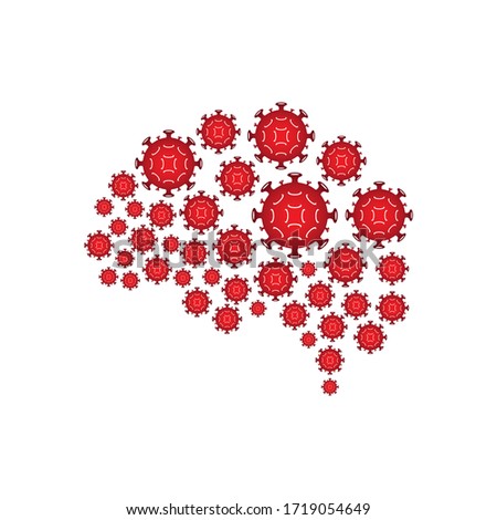 brain with corona virus shaped inside vector design illustration