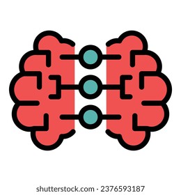 Brain courage icon outline vector. Hero jump. Skill self color flat