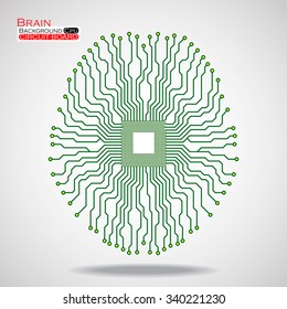 Brain. Cpu. Circuit board. Vector illustration. Eps 10